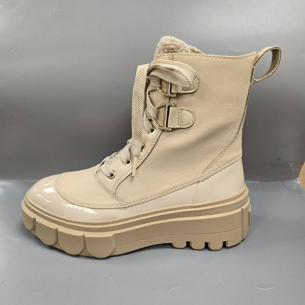 SOREL Caribou X Cozy Lace Up Boot Bleached Ceramic Oatmeal Beige Size 8